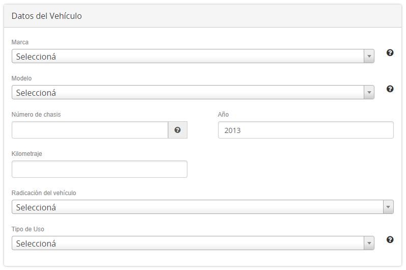 datos del vehículo